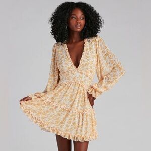 Windsor Yellow Floral Long Sleeve Dress
